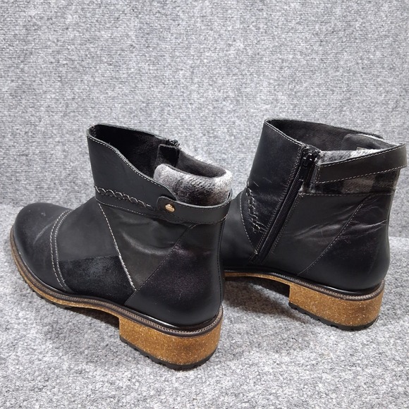 Earth Elements Taylen Boot Bootie Lug Sole Patchwork Black Leather Size 12M - Picture 10 of 10
